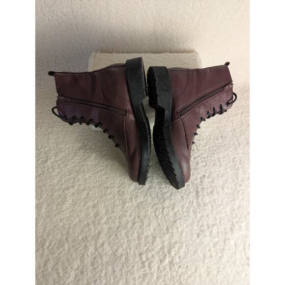 Combat Lug Boots Size 7.5 Military Style Women's Comfort Time & Tru Wine * - Picture 9 of 14